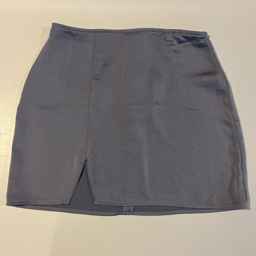 Women's Blue Mini Skirt with Front Slit